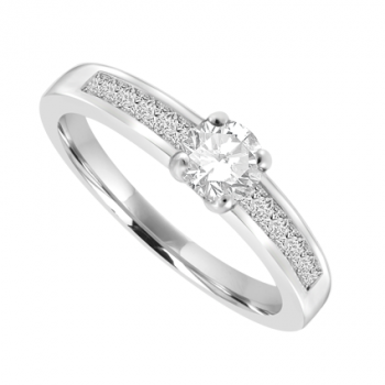 Platinum Diamond Solitaire Ring with set shoulders