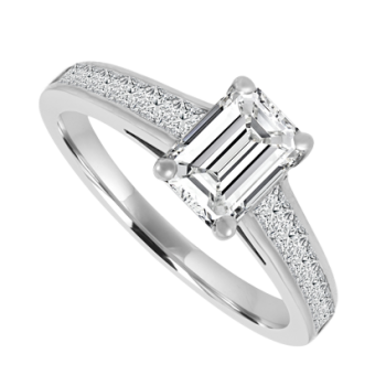Platinum Emerald cut Diamond Solitaire Ring .76/.50ct