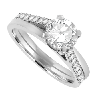Platinum Solitaire Double Band Diamond Crossover ring