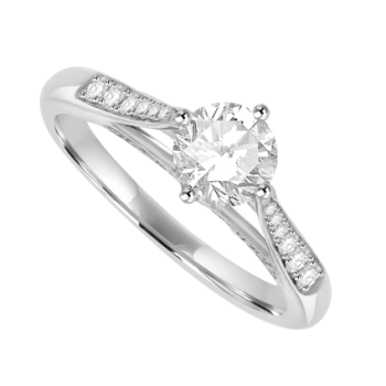 Platinum Diamond Solitaire Ring with a 3D Diamond set mount