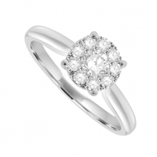 Platinum Diamond Solitaire-Illusion Cluster Ring