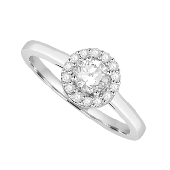 Platinum Solitaire Diamond Halo ring with plain shoulders