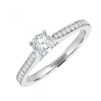 Platinum Diamond Solitaire Ring with micro claw set shoulders
