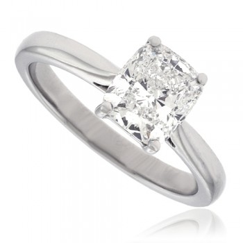 Platinum Cushion cut Solitaire Diamond Ring
