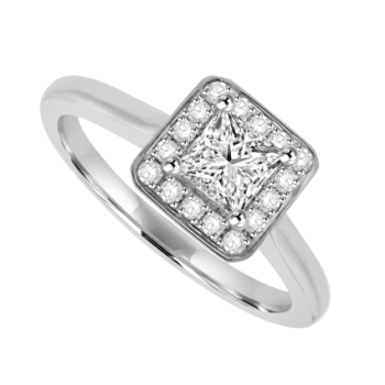 Platinum Princess cut EVVS2 Diamond Halo Ring