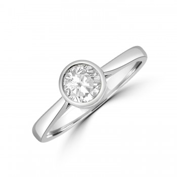 Platinum Solitaire .50ct Diamond Rubover Ring