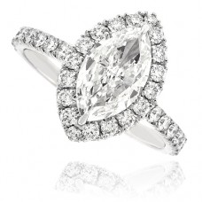 Platinum Solitaire Marquise Diamond Halo Ring
