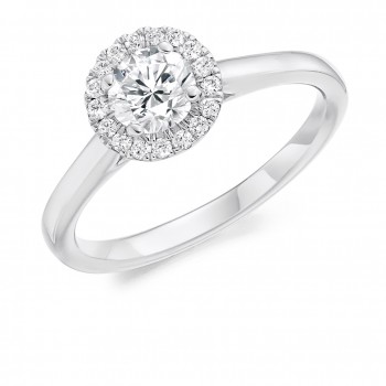 Platinum Solitaire GVS2 Diamond Halo Ring