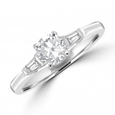 Platinum Diamond Solitaire & Baguette Ring