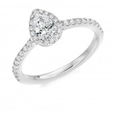 Platinum Pear FVS2 Diamond Halo Ring