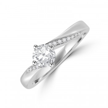 Platinum GSi1 Diamond Solitaire ring with Twisted shoulders