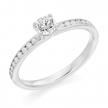 Platinum DVS2 Diamond Solitaire with Channelled Shoulders
