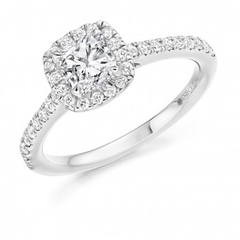 Platinum Cushion cut FSi1 Diamond Halo Ring