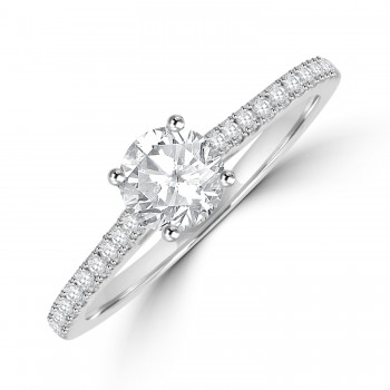 Platinum Solitaire DSi1 Diamond Ring with set shoulders