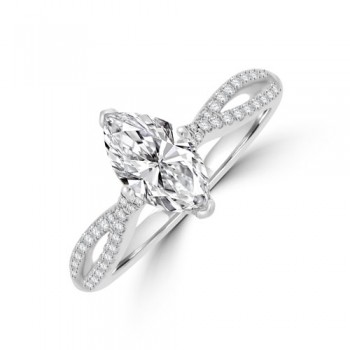 Platinum Marquise EVS2 Diamond Twist Ring