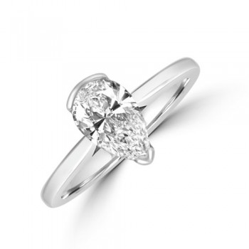 18ct White Gold Pear Solitaire Diamond Ring
