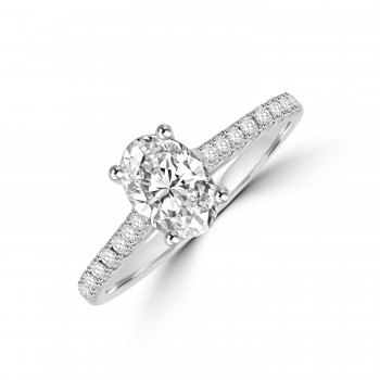 Platinum Solitaire Oval ESi1 Diamond Engagement Ring