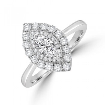 Platinum Marquise GVS2 Diamond Halo Ring