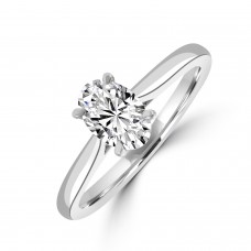 Platinum Solitaire Oval ESI1 Diamond ring