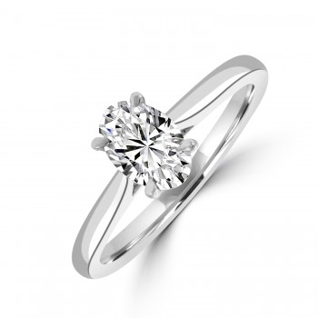Platinum Solitaire Oval ESI1 Diamond ring