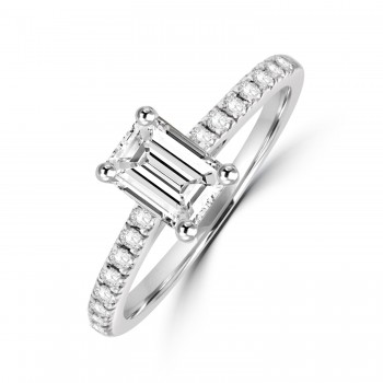 Platinum Emerald cut FSi2 Diamond solitaire ring