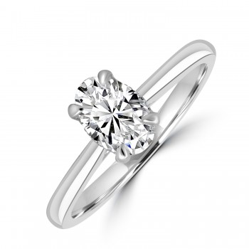 Platinum Solitaire Oval ESi1 Diamond Hidden Halo ring