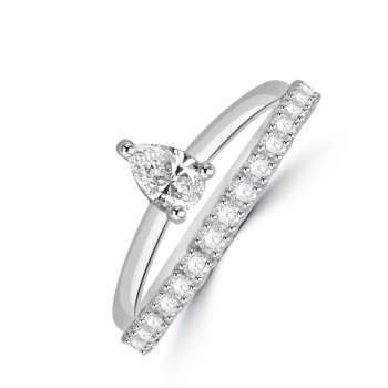 Platinum Pear FVS2 Diamond Solitaire Eternity ring
