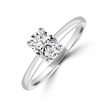 Platinum Solitaire Oval FVS2 Diamond Hidden Halo ring
