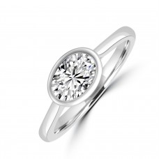 Platinum Oval EVS2 Diamond Rubover Landscape Solitaire ring