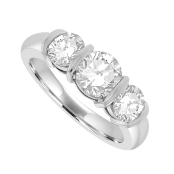 Platinum 3-Stone Diamond Bar Set Ring Engagement