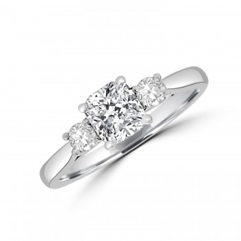 Platinum Three-stone ESi1 Cushion Diamond Ring
