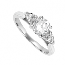 Platinum Three-stone Brilliant & Pear Diamond Ring