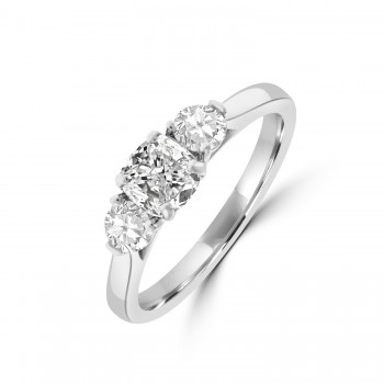 Platinum DSi2 Cushion & Brilliant Three-stone Diamond Ring