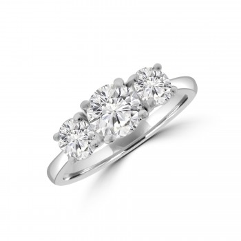 Platinum Three-stone 1.54ct ESi2 Diamond Ring