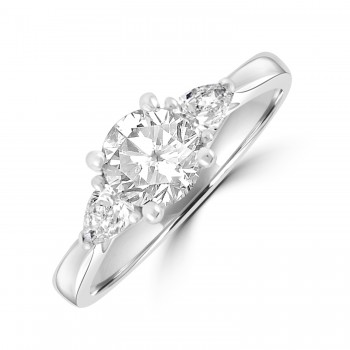 Platinum Three-stone DSi2 Brilliant & Pear Diamond Ring