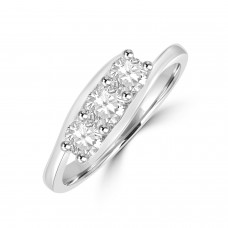 Platinum Three-stone .70ct Diamond Twist Ring