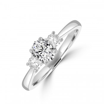 Platinum Three-stone Oval & Brilliant ESi2 Diamond Ring