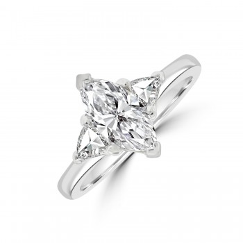 Platinum Three-stone DSi1 Marquise and Trillion Diamond Ring
