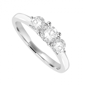Platinum Three-stone .52ct Diamond Ring