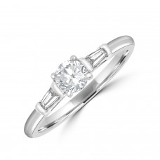Platinum Solitaire DSi1 Diamond Tapered Baguette ring