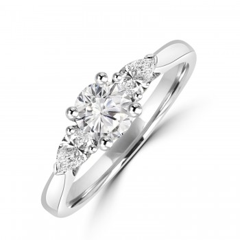 Platinum Three-stone Brilliant DSi1 Diamond and Pear ring