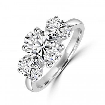 Platinum Three-stone GI1 Oval Diamond ring