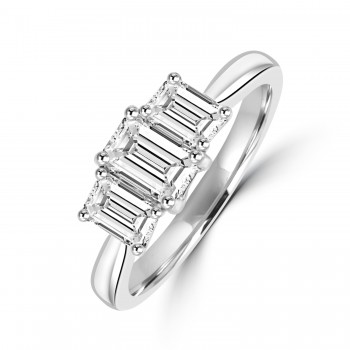 Platinum Three-stone Emerald cut DSi Diamond ring