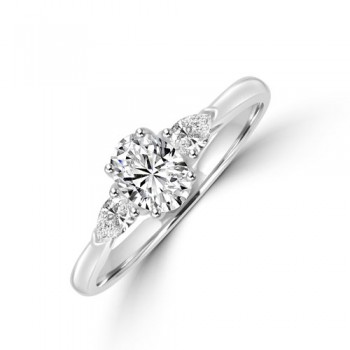 Platinum Oval DSi1 Diamond and Pear Three stone ring