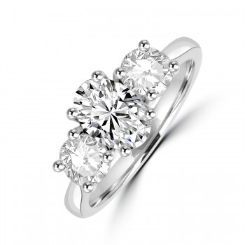 Platinum Oval and Brilliant Diamond Trilogy ring