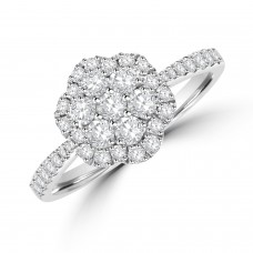 Platinum Diamond Flower Cluster Halo Ring