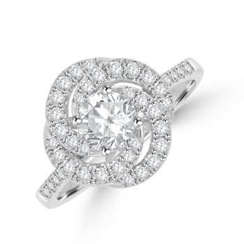 Platinum Solitaire FSi1 Diamond Swirl Cluster Ring