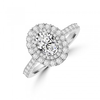 Platinum FSi1 Oval Double Halo Diamond Ring
