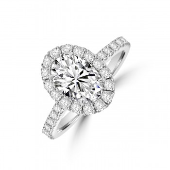 Platinum Oval GSi1 Diamond Halo Ring