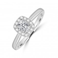 Platinum Cushion FVS1 Diamond Halo ring